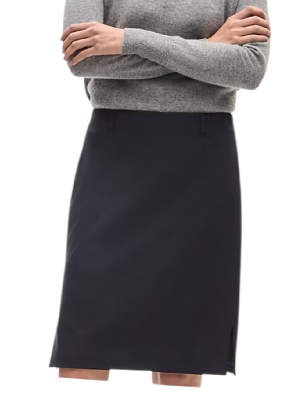 J.Crew Factory The Pencil Navy Blue Midi Cotton Skirt Minimalist Nautical Sz 10